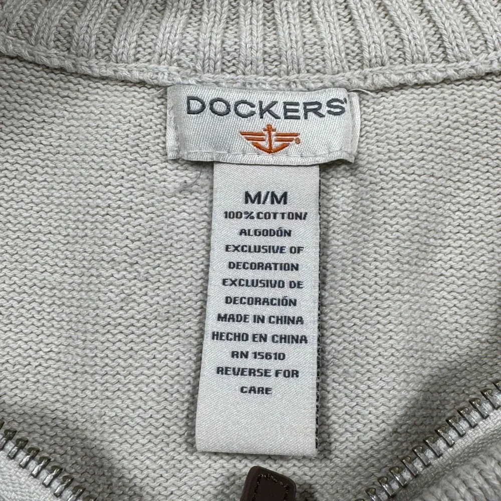 Dockers Mens Quarter Zip Pullover‎ Sweater Beige Cotton Medium